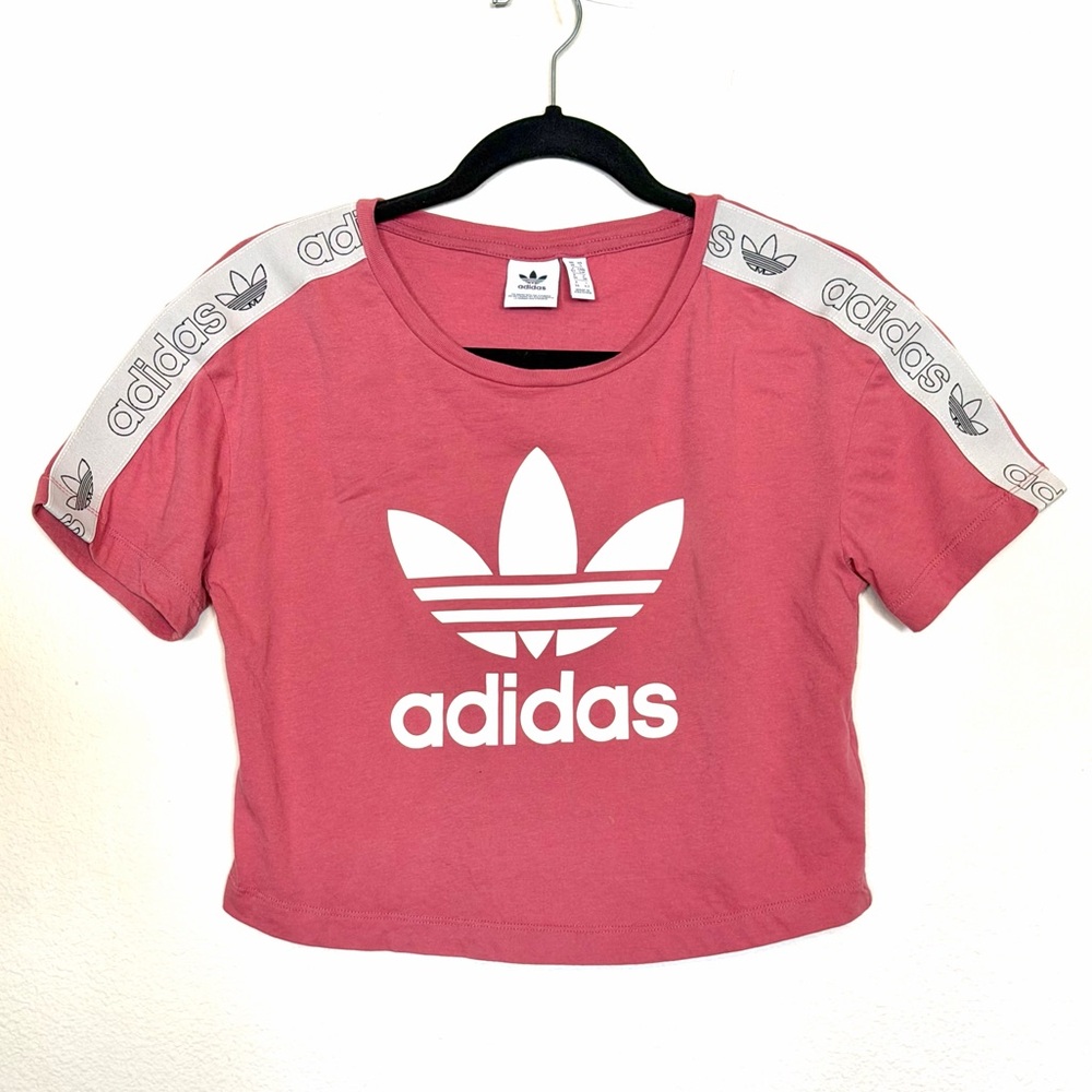 Adidas Women’s Crop Tee with Logo and Sleeve Accents Small